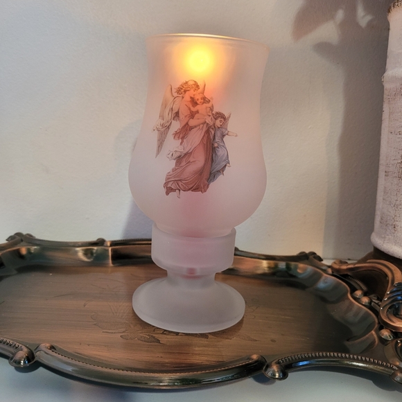 Satin Glass Hurricane  Candle Holder - Picture 6 of 6